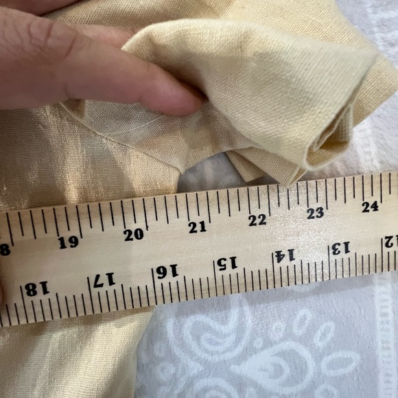 KARIN STEVENS LINEN BLEND DRESS 12 VINTAGE GRANDMA EMBROIDERY KAHKI TAN 582 - Picture 4 of 8